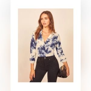 Reformation Violet Blouse in Inky